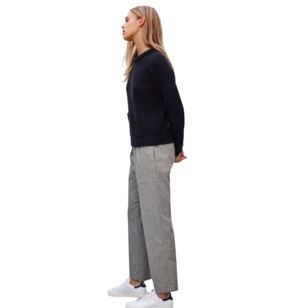 Wilfred Free Caroline Pant Herringbone Grey Small Cropped Elastic Waist